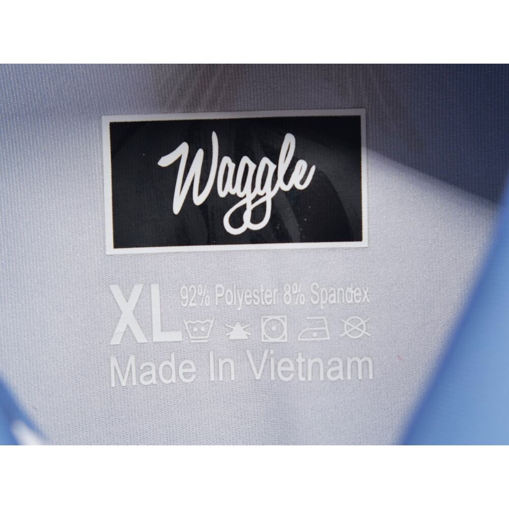Waggle Men's XL Blue Bird Print Golf Polo Shirt Short Sleeve Performance - Picture 3 of 8